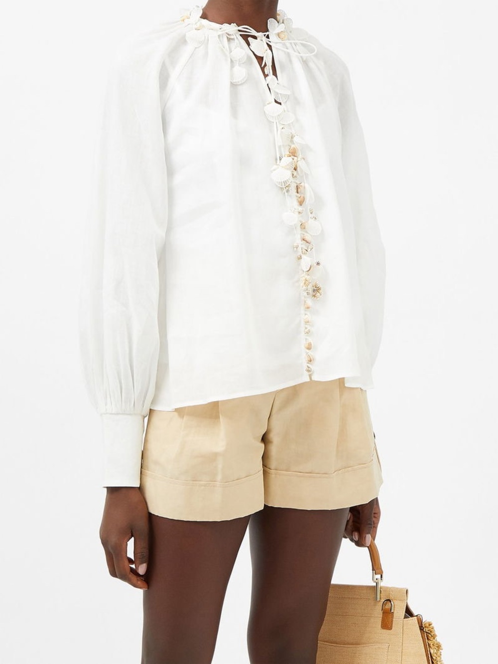 Zimmermann Postcard Shell Embellished Ramie Blouse Size 2 6 Medium